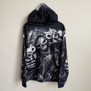 Unbranded Unisex Reaper Hoodie Black 3D Graphic Guns Print - Size L
